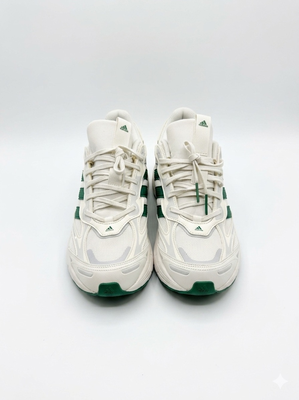 adidas Cream White Sneakers with Green Stripes